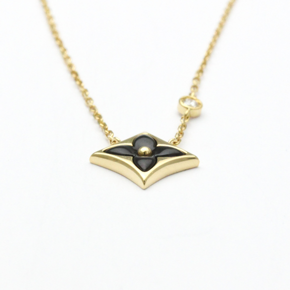 Louis Vuitton Pandantif Star Blossom BB Onyx Diamond Necklace Q93699 Yellow G... - Picture 4 of 13